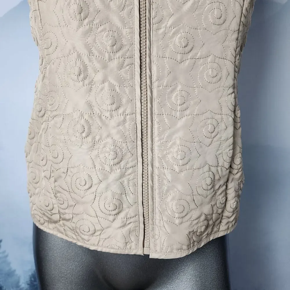 Orvis Floral / Swirl Stitched Fleece Lined Vest | Women's Small